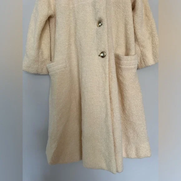 Pauline Trigere 1980's Vintage Beige Mohair Long Coat